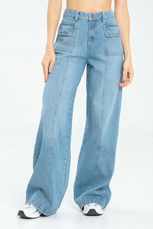 JEANS WIDE LEG CORTES