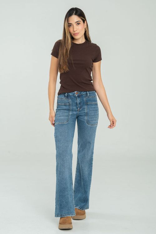 JEAN WIDE LEG BOLSILLO PARCHE