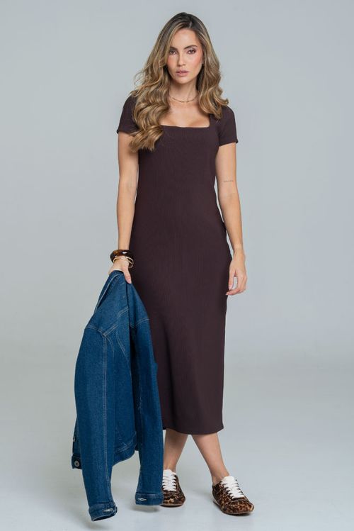 VESTIDO RIB MANGA CORTA