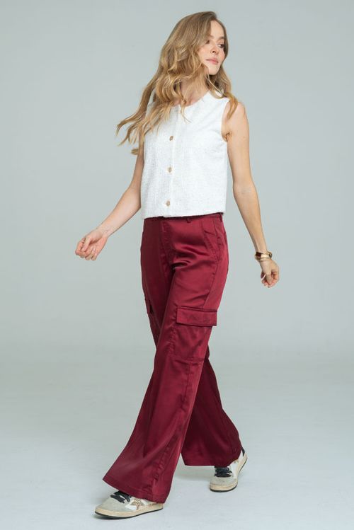 PANTALON CARGO SATIN