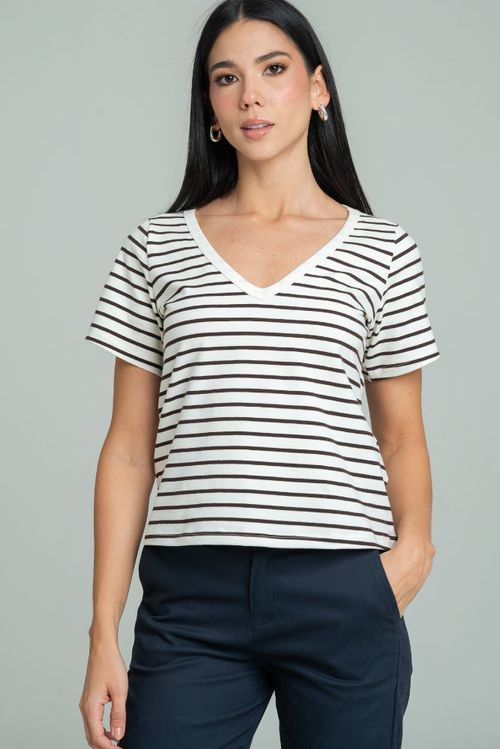CAMISETA RAYAS ESCOTE V