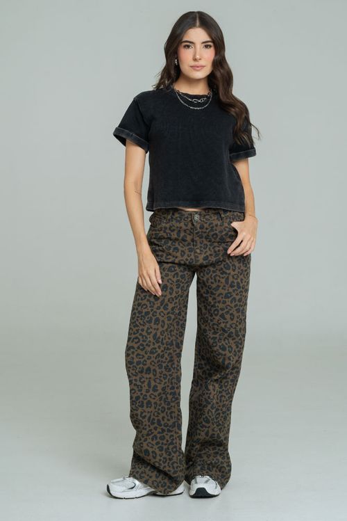 JEAN WIDE LEG ANIMAL PRINT