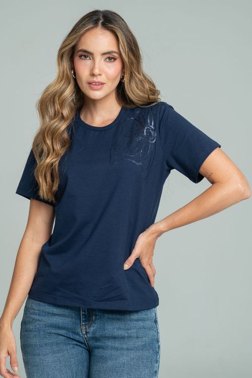 CAMISETA FLOR BORDADA