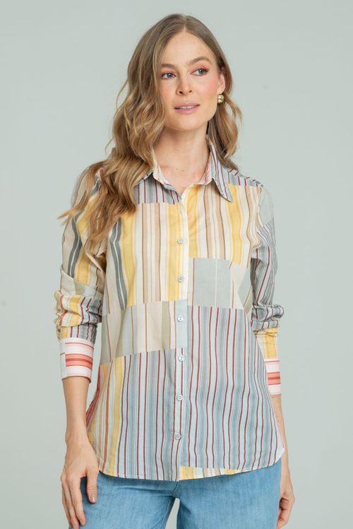 CAMISA RAYAS PATCHWORK