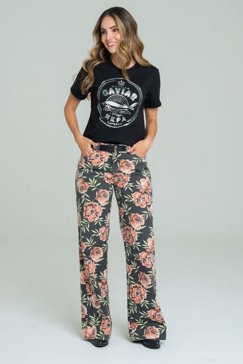 JEANS WIDE LEG ROSES