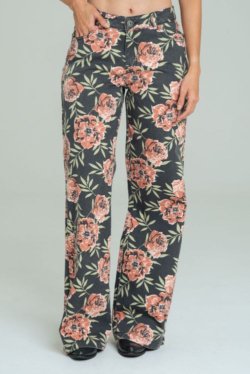 JEANS WIDE LEG ROSES